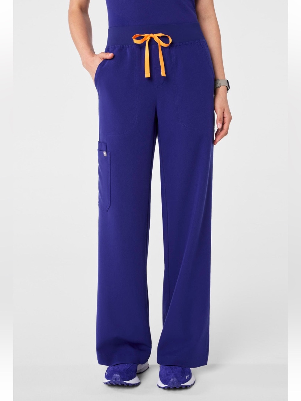 Figs Isabel Deep Royal blue high rise wide leg scrub pants XXS regular NWT